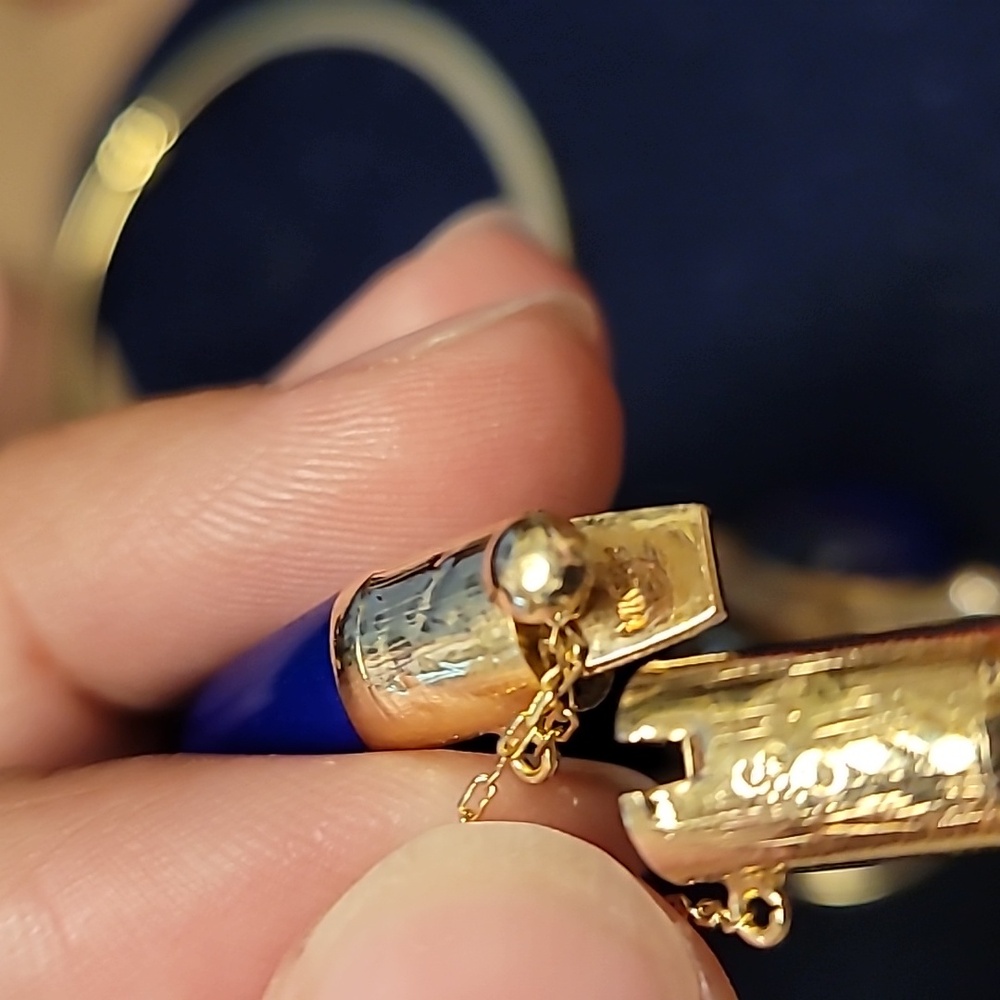 14k Vintage Blue Lapis Lazuli and Gold Bracelet - Picture 4 of 6